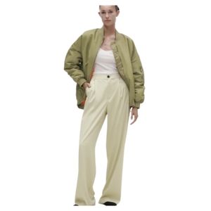 Zara Full Length Trouser Pant Size XS Pastel Green Beige NEW NWT